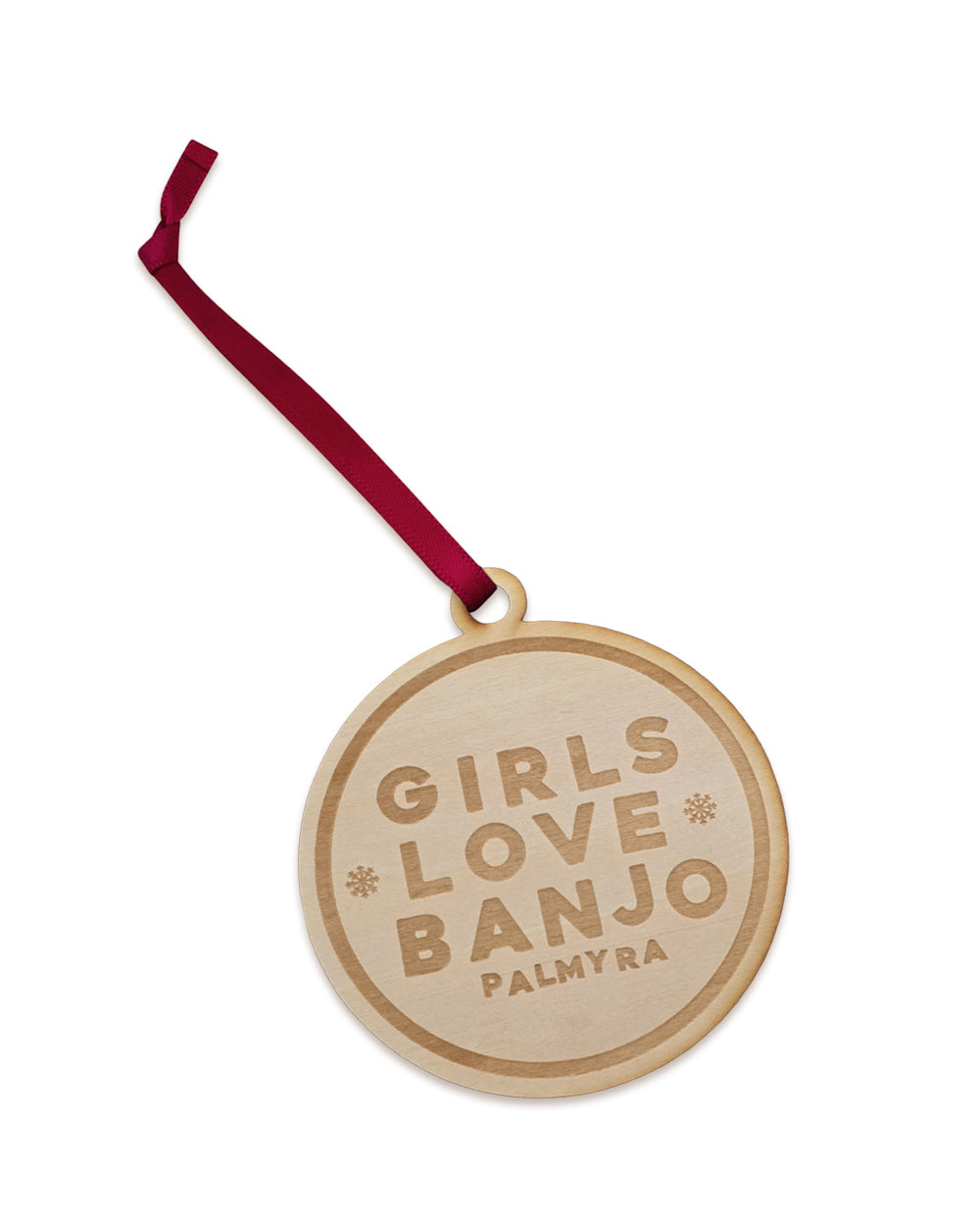 Girls Love Banjo wooden ornament